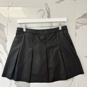 SO Black Faux Leather Pleated Mini Skirt
